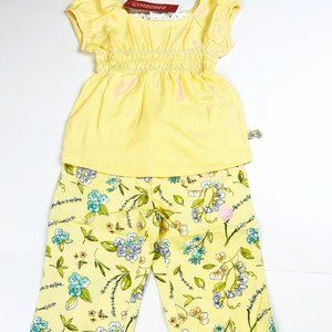 NWT Gymboree Girl Floral Print Capri Pant & Smocked Eyelet Trim Top Size 6